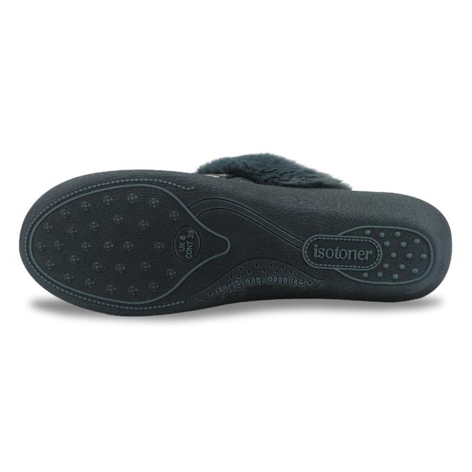Isotoner® Ladies Sparkle Heeled Mule Slipper Green Extra Image 5